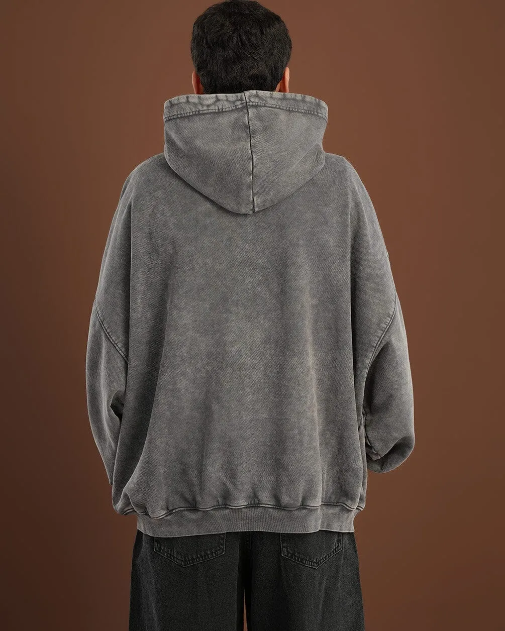 Grey Washed Balloon Fit Hoodie