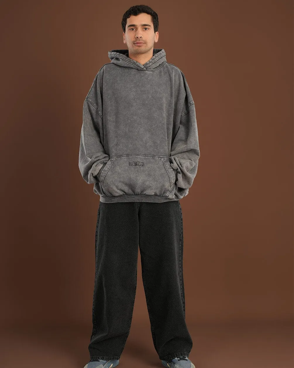 Grey Washed Balloon Fit Hoodie