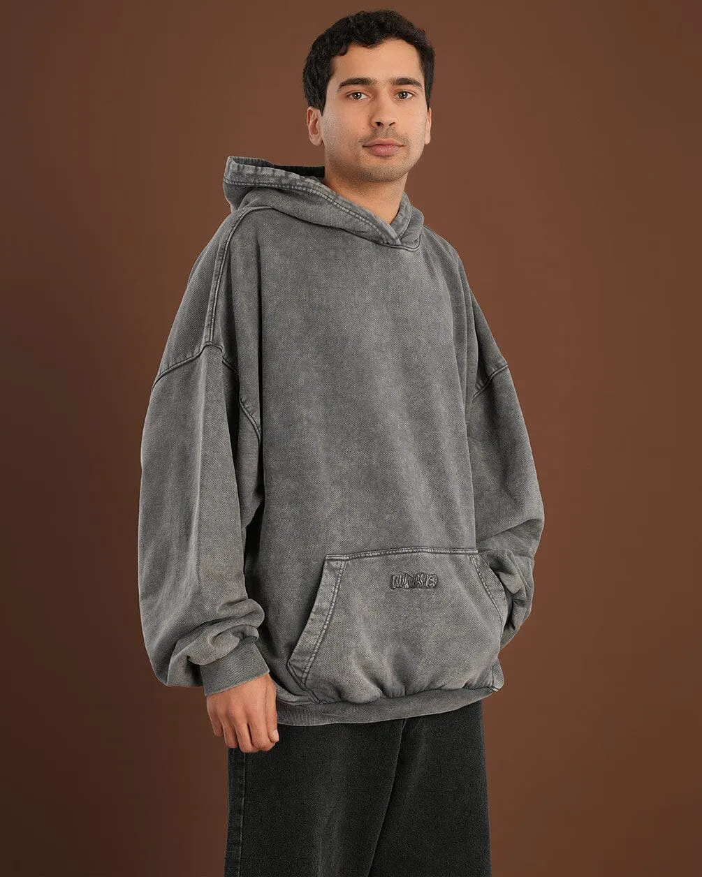 Grey Washed Balloon Fit Hoodie