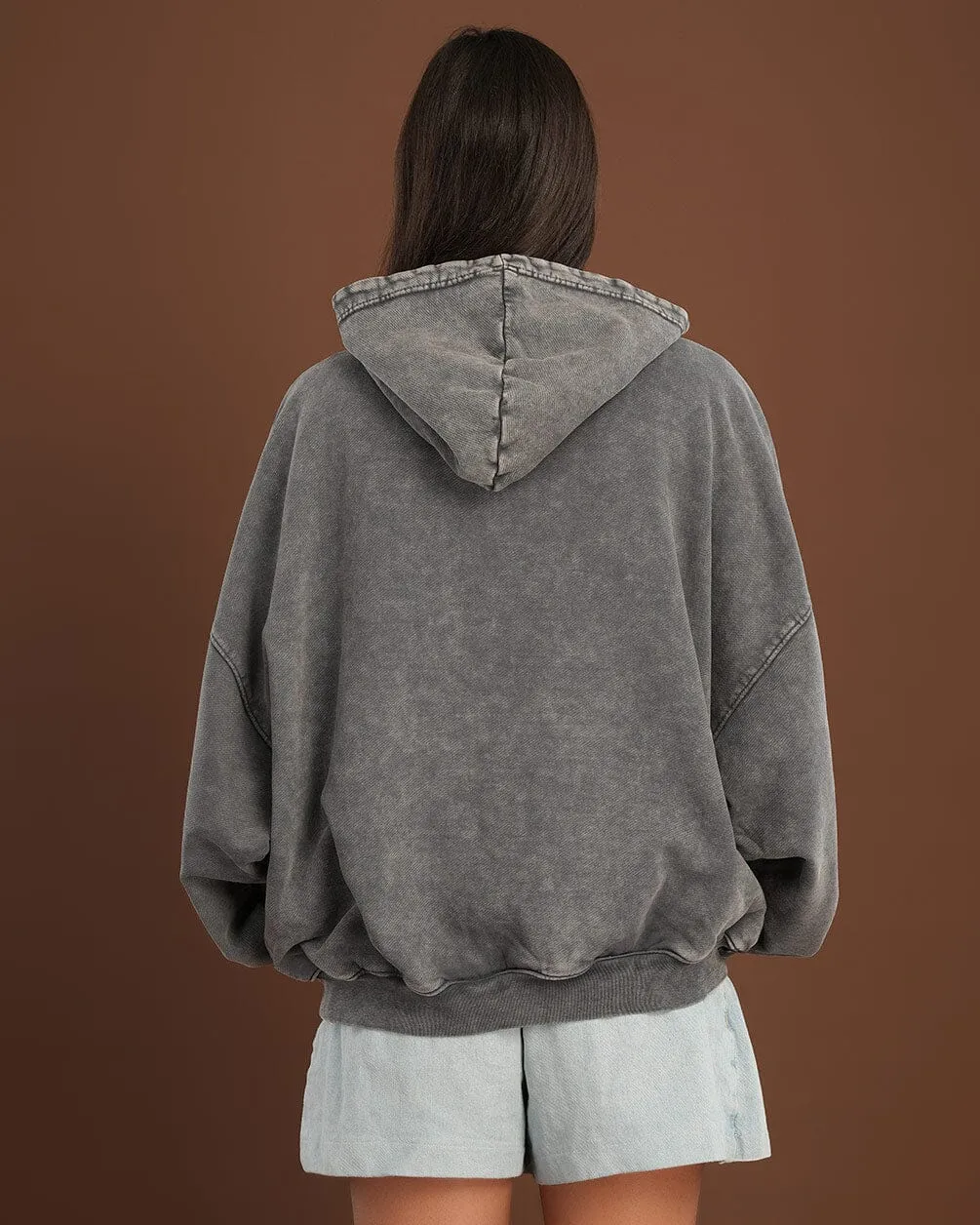 Grey Washed Balloon Fit Hoodie