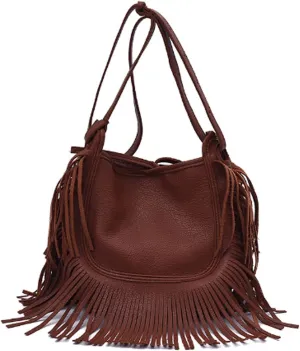 Handbags for women Shoulder Bag Ladies Solid Color Fringed Trend Messenger Brown Handbag