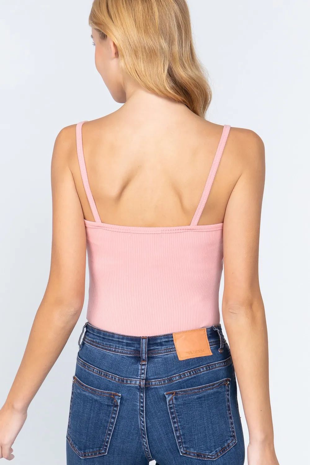 Heavy Rib Cami with Lace Bodysuit in Pink