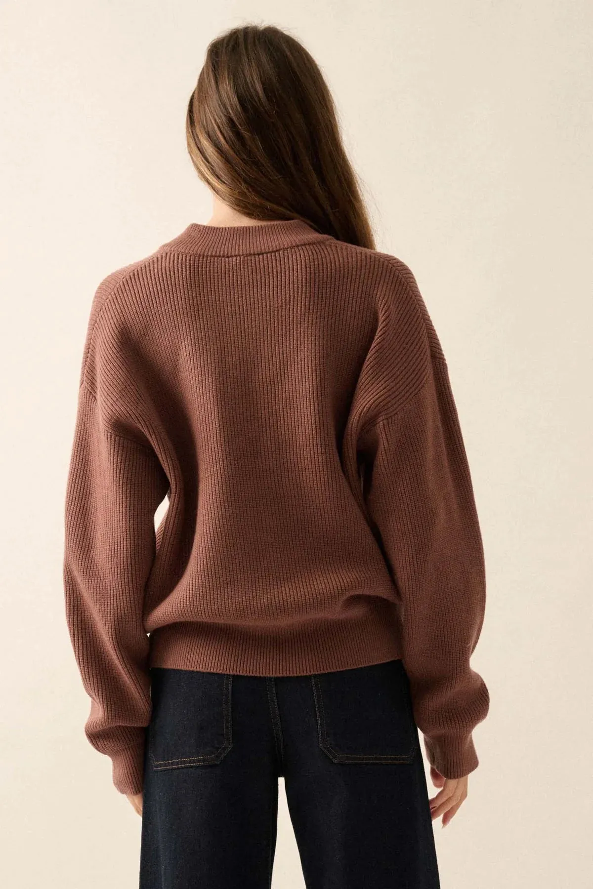 henley button sweater