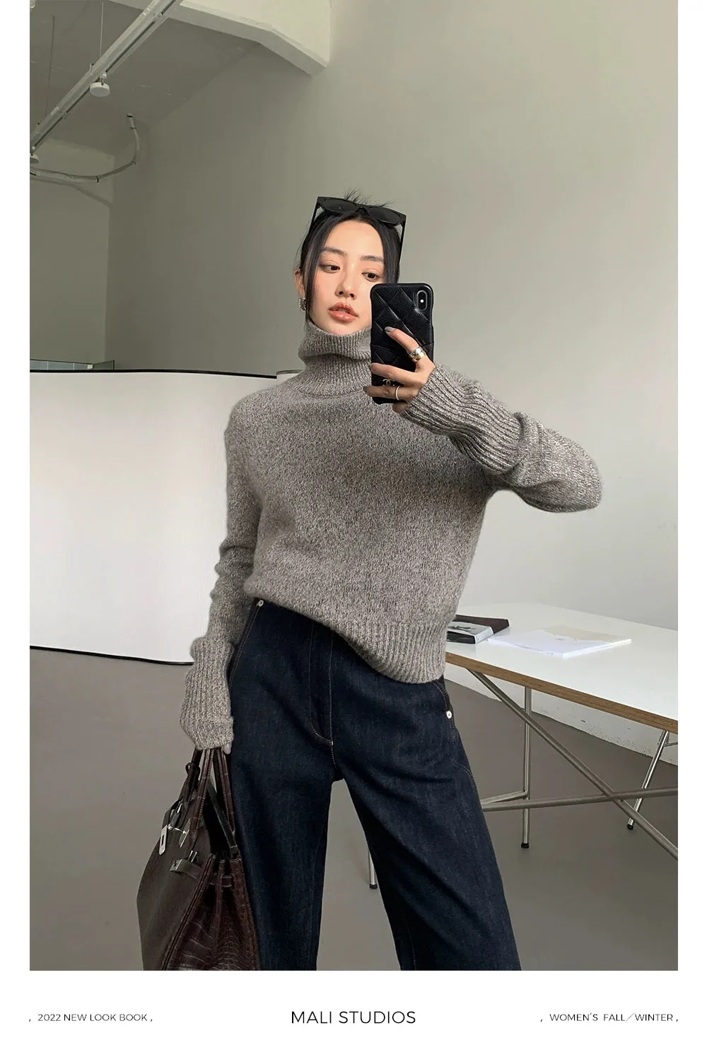 High Collar Turtleneck Sweater