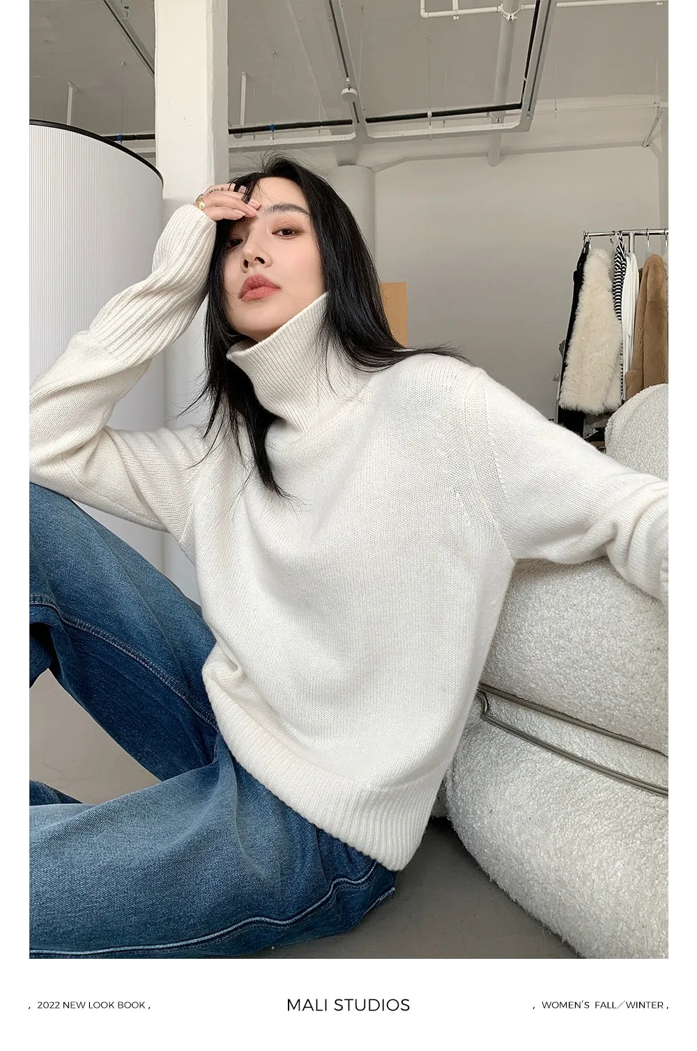 High Collar Turtleneck Sweater