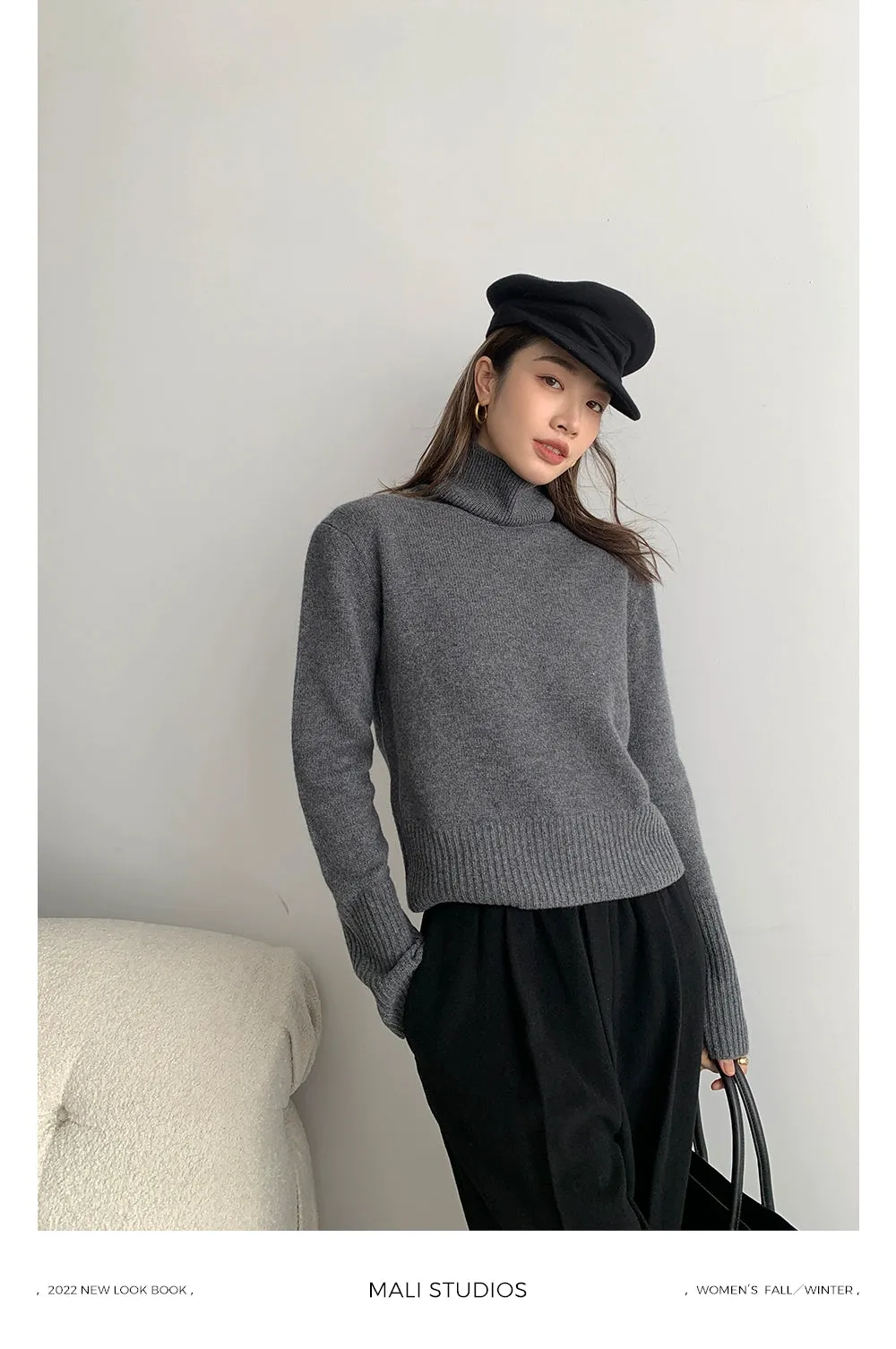 High Collar Turtleneck Sweater