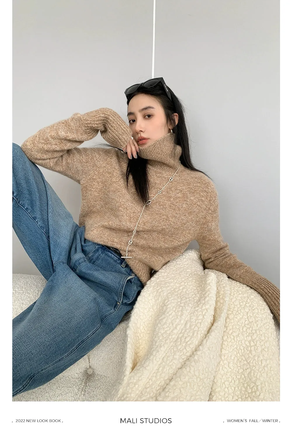 High Collar Turtleneck Sweater