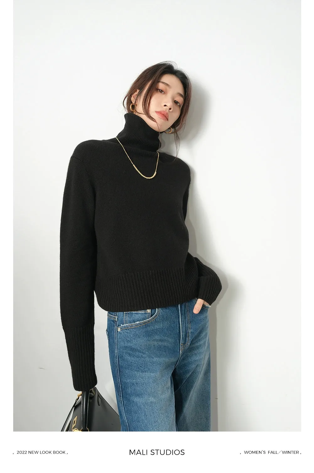 High Collar Turtleneck Sweater