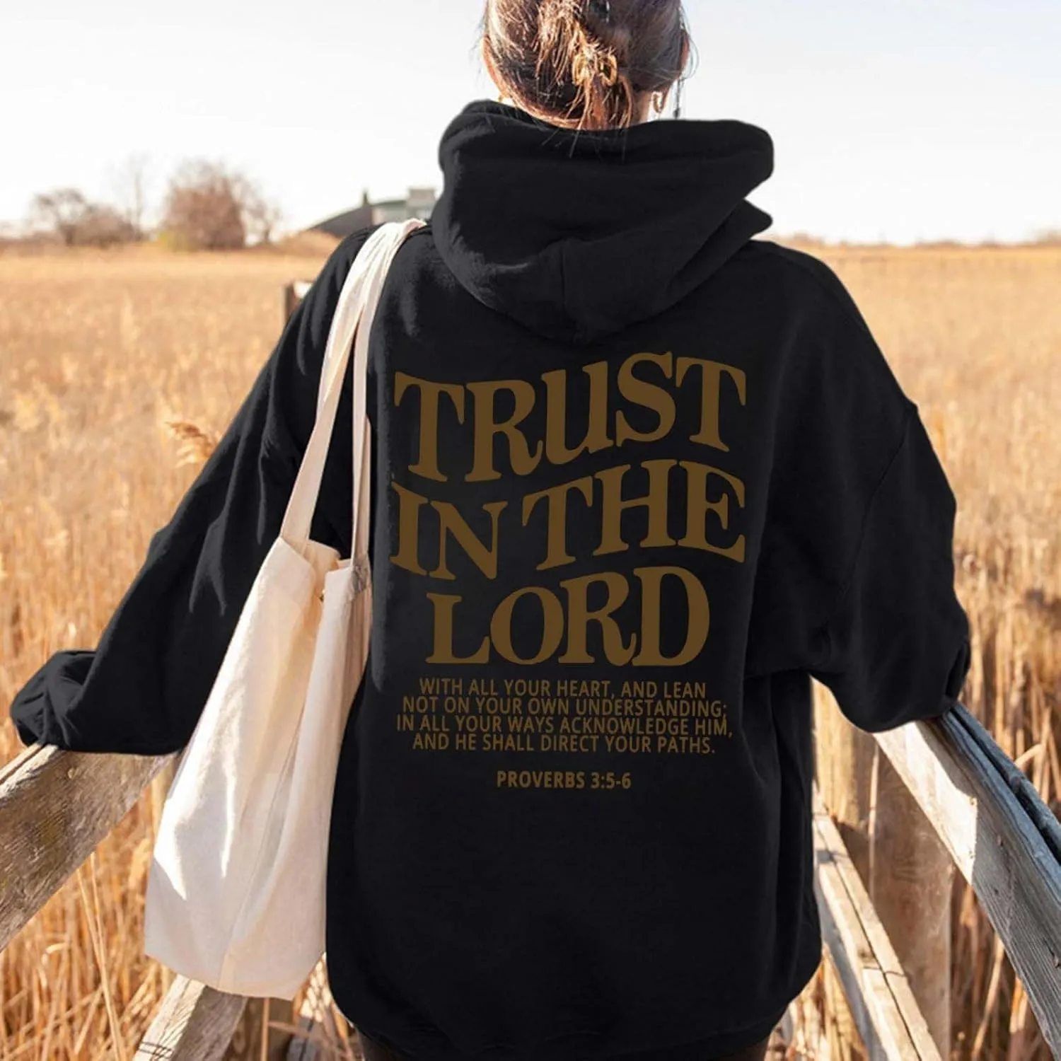 Hoodies for Teen Girls Trust in The Lord Christian Hoodies for Women Trendy Graphic Oversize Pullover Hoodies