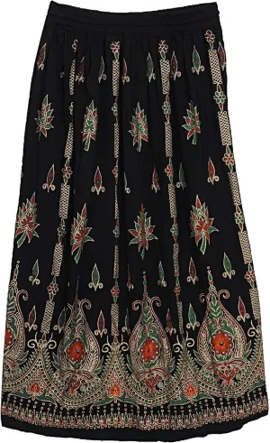 Indian Multi Tie Dye Yoga Trend Women's Sequined Crinkle Broomstick Gypsy Long Skirts