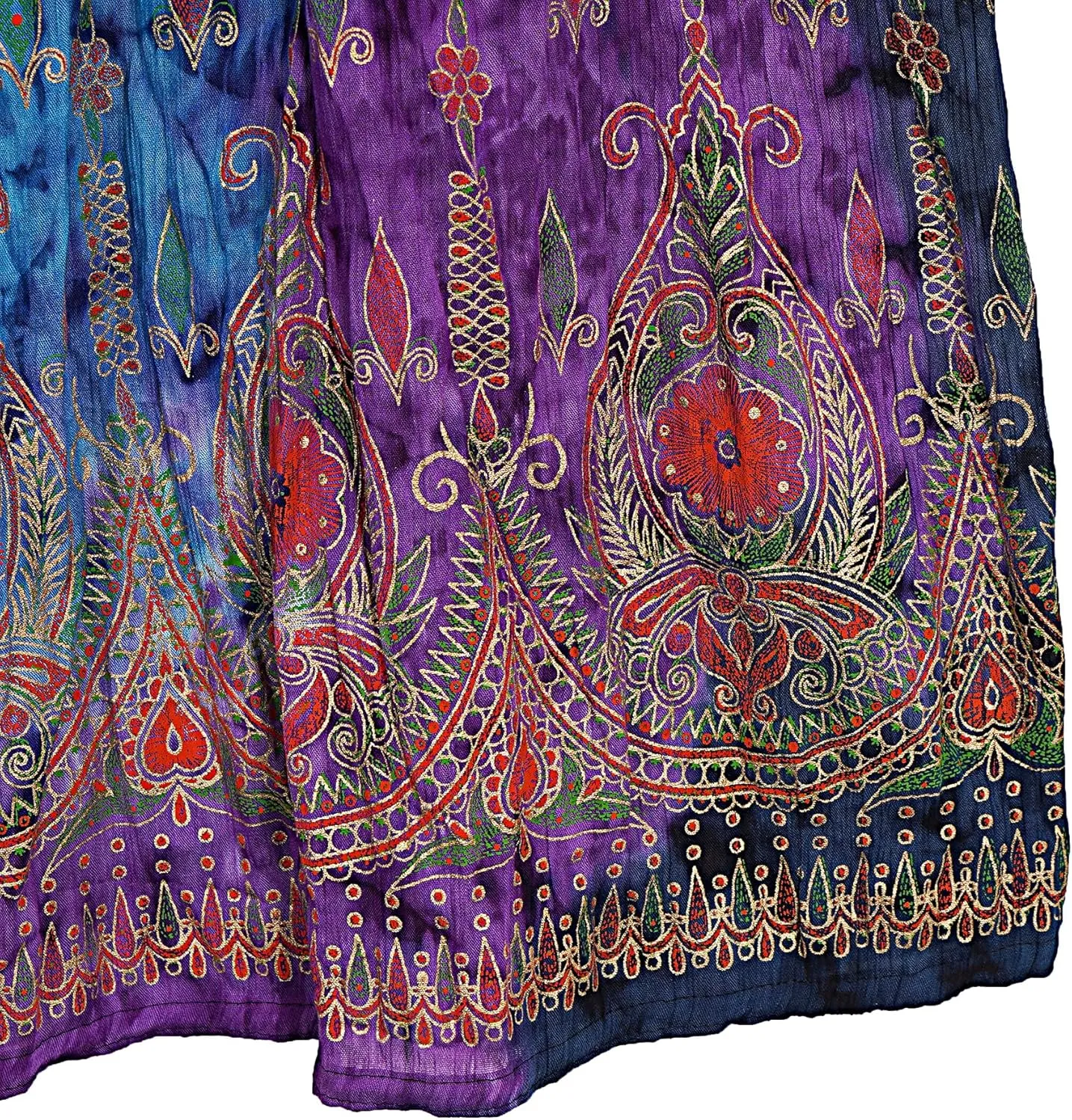 Indian Multi Tie Dye Yoga Trend Women's Sequined Crinkle Broomstick Gypsy Long Skirts