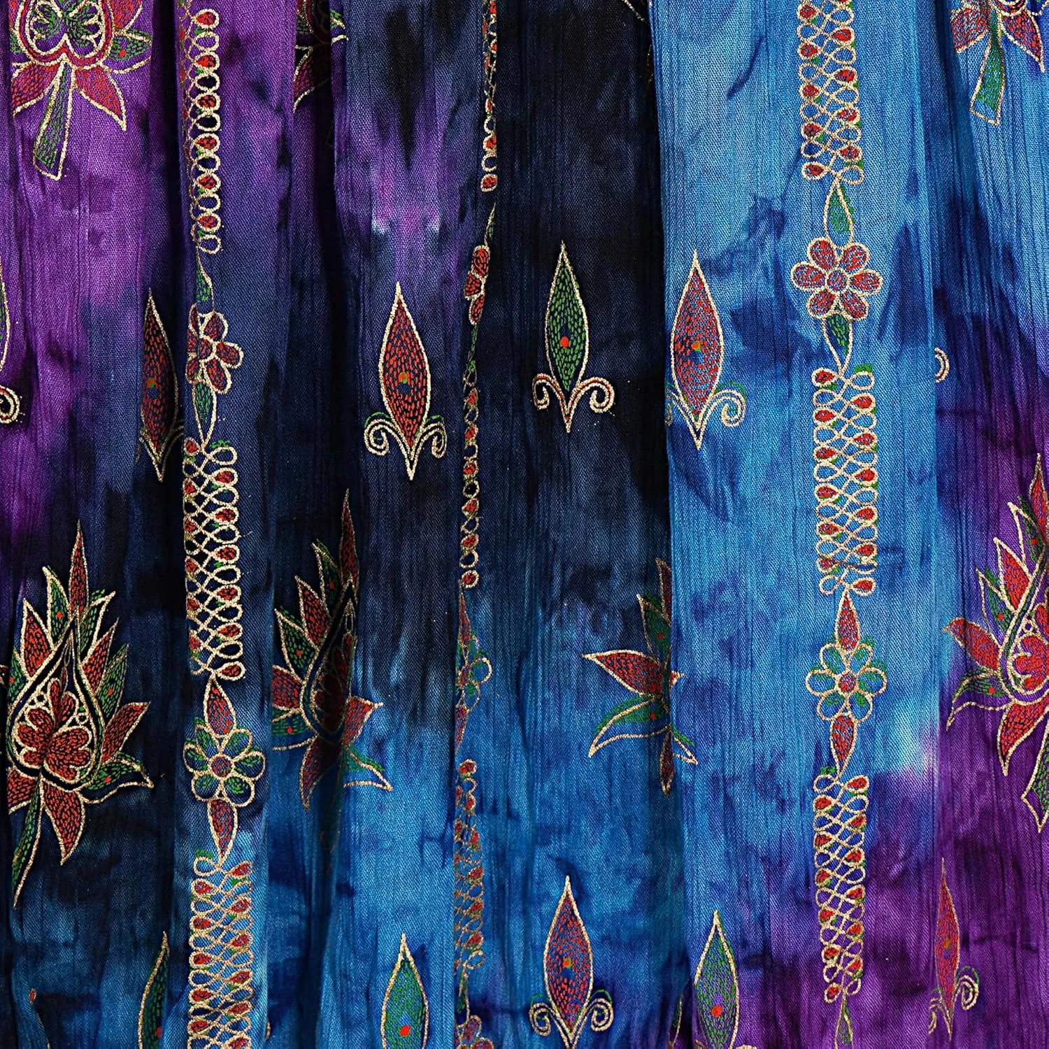 Indian Multi Tie Dye Yoga Trend Women's Sequined Crinkle Broomstick Gypsy Long Skirts