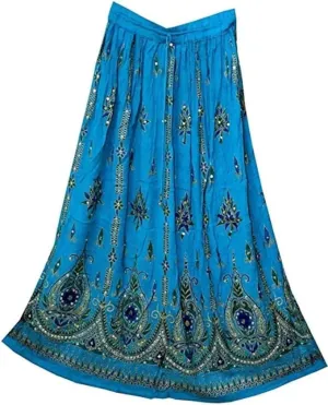 Indian Women Tie Dye Yoga Trend Women's Sequined Crinkle Broomstick Gypsy Long Skirt
