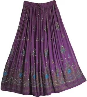 Indian Women Tie Dye Yoga Trend Women's Sequined Crinkle Broomstick Gypsy Long Skirt