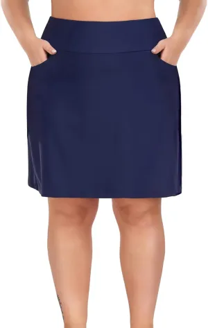 Inno 20" Womens Plus-Size Swim Skirt UPF 50  High Waisted Skort Drawstring Bikini Bottoms with Built-in Panty