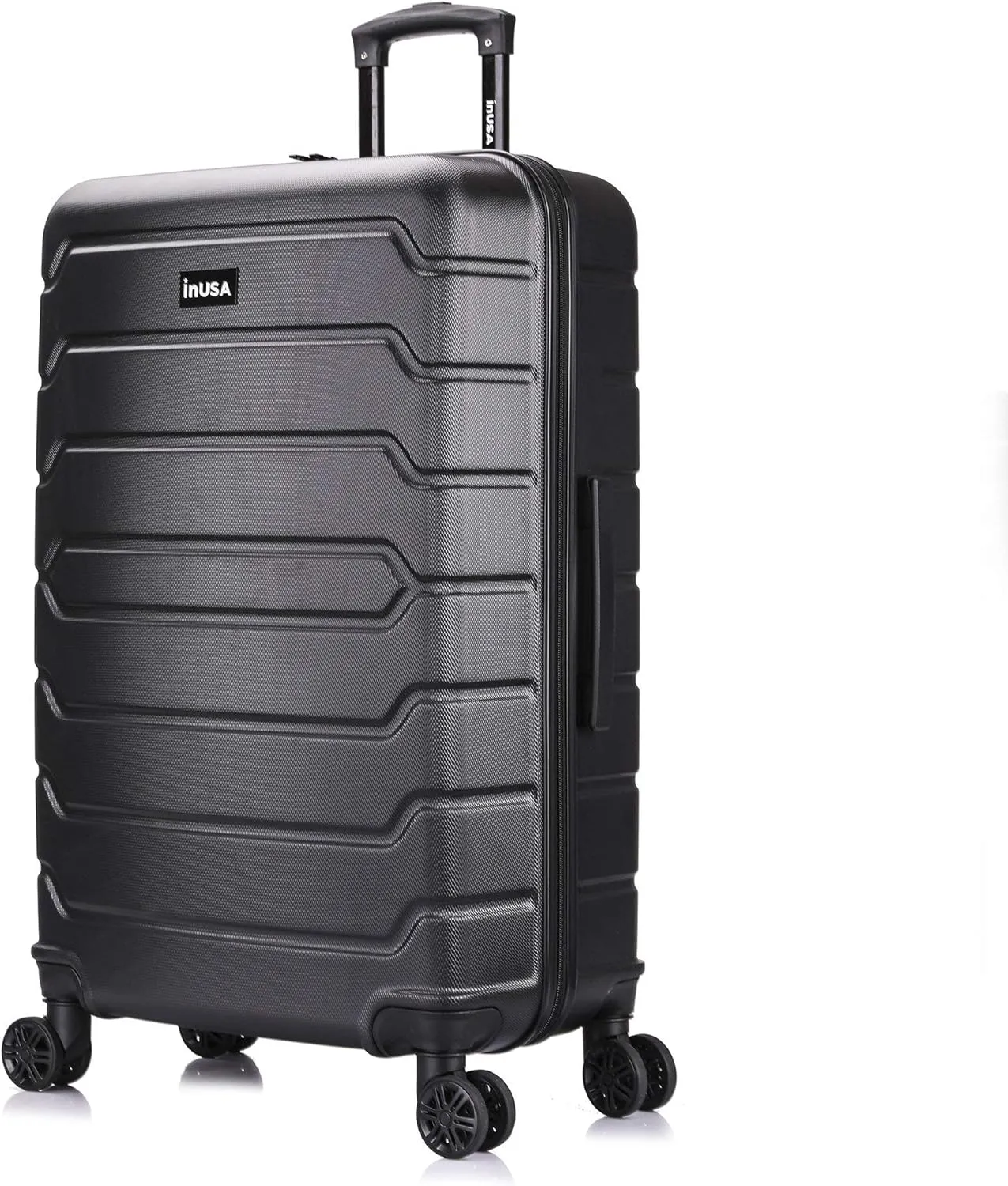 InUSA Trend Plastic 4-Wheel Spinner Luggage, Black (IUTRE00L-BLK)