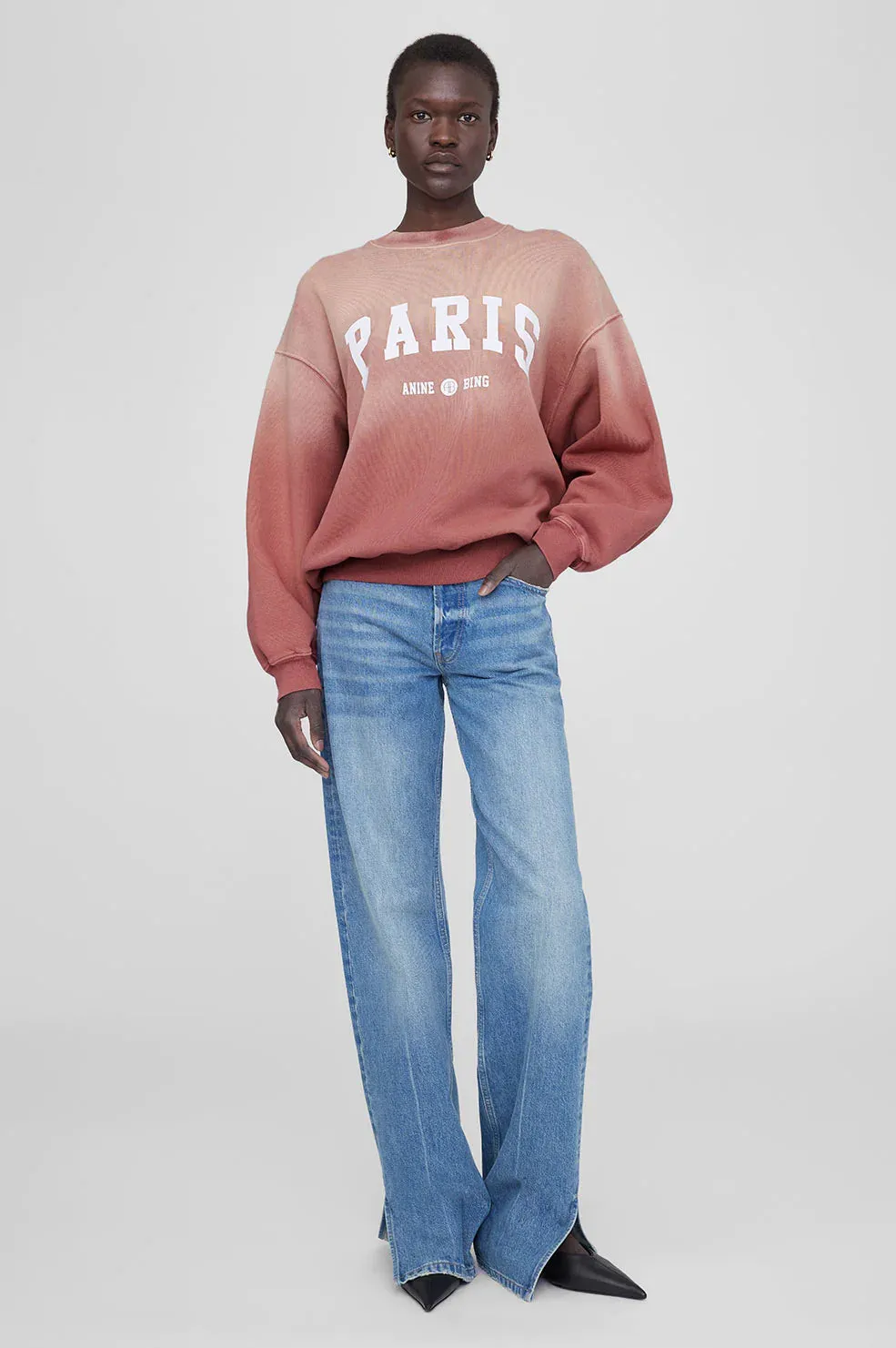 Jaci Sweatshirt University Paris Washed Faded Terracotta