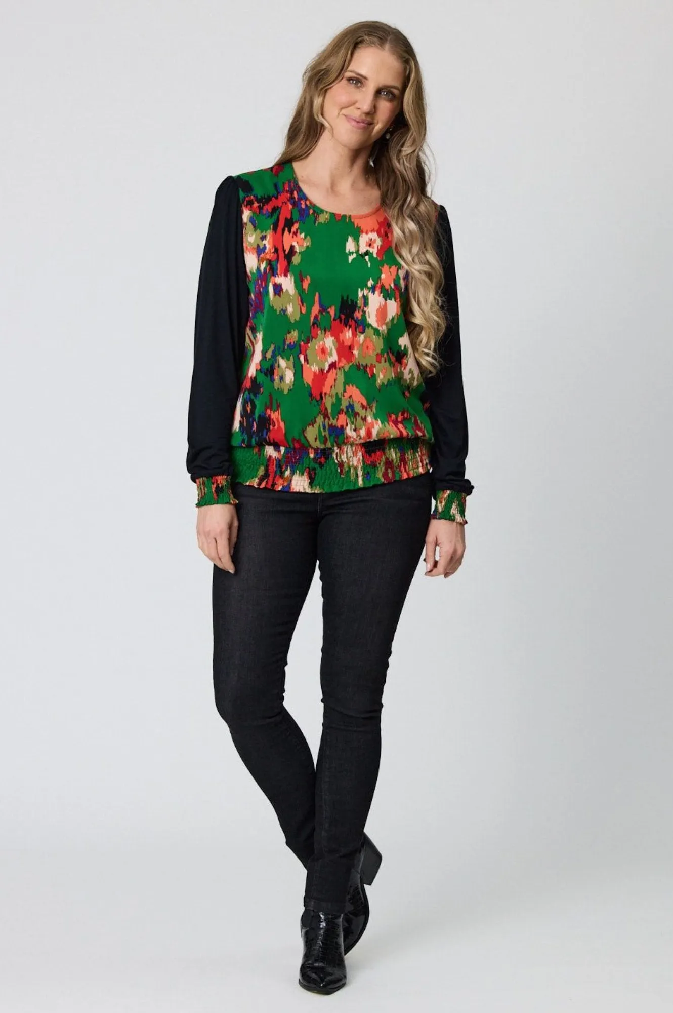 Jessica Rouched Hem Top - Green