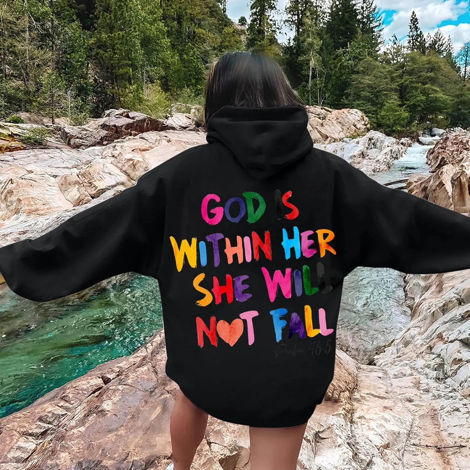 Jesus Christian Graphic Hoodies for Women Teen Girls Oversized Long Sleeve Trendy Casual Sweatshirts Y2K Weighted Pullover