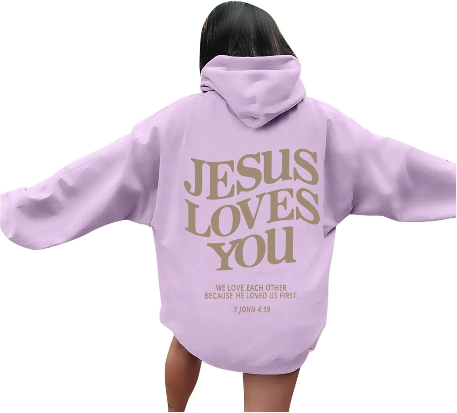 Jesus Loves You Hoodie Long Sleeve Graphic Sweatshirts With Pockets Christian Faith Hoodie Oversized Trendy Pullover