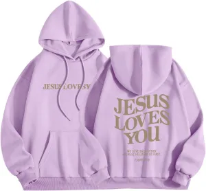 Jesus Loves You Hoodie Long Sleeve Graphic Sweatshirts With Pockets Christian Faith Hoodie Oversized Trendy Pullover