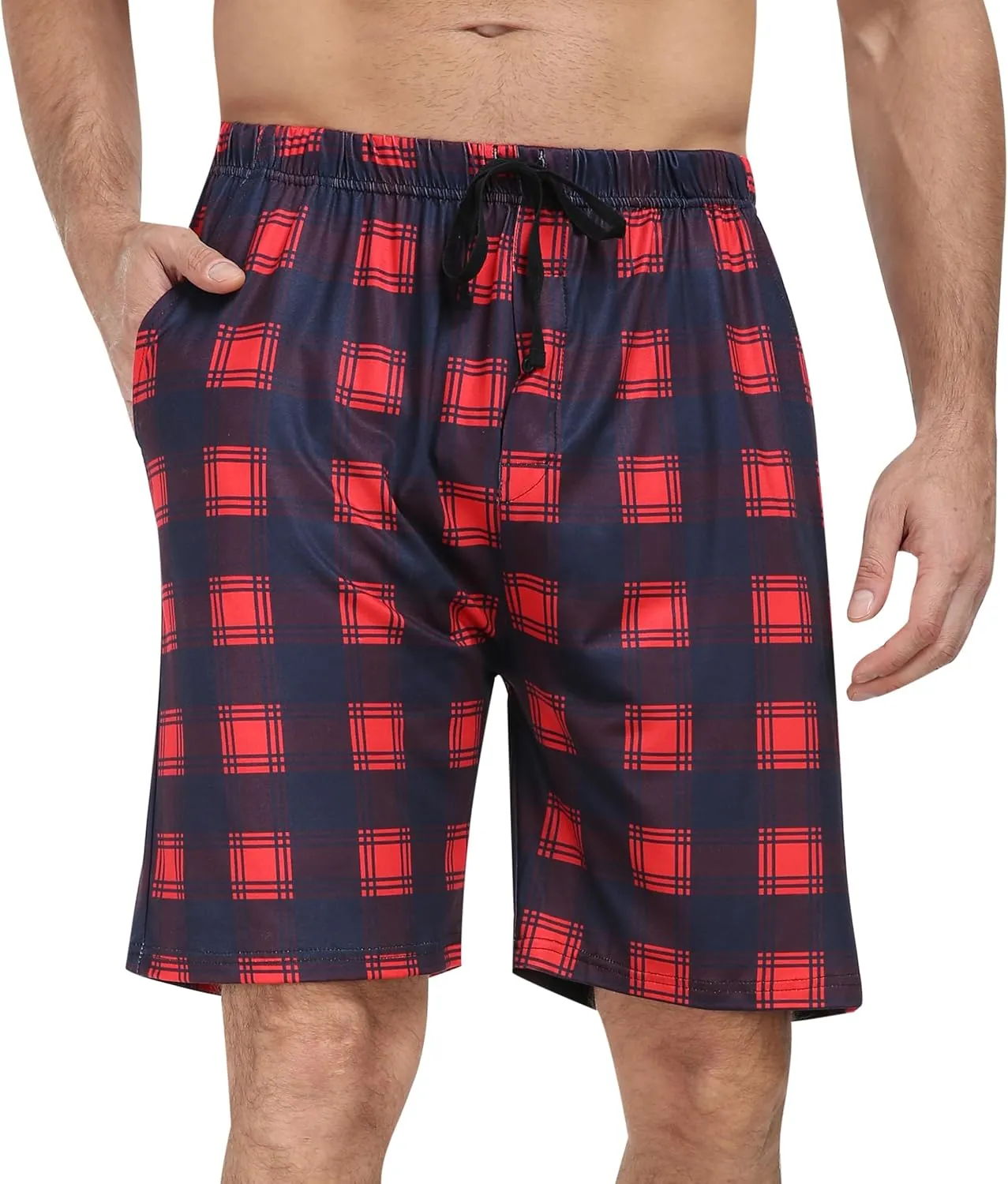 JINSHI Mens Pajama Shorts Soft Comfortable Lightweight Elastic Drawstring Men Lounge Sleep Shorts with Pockets