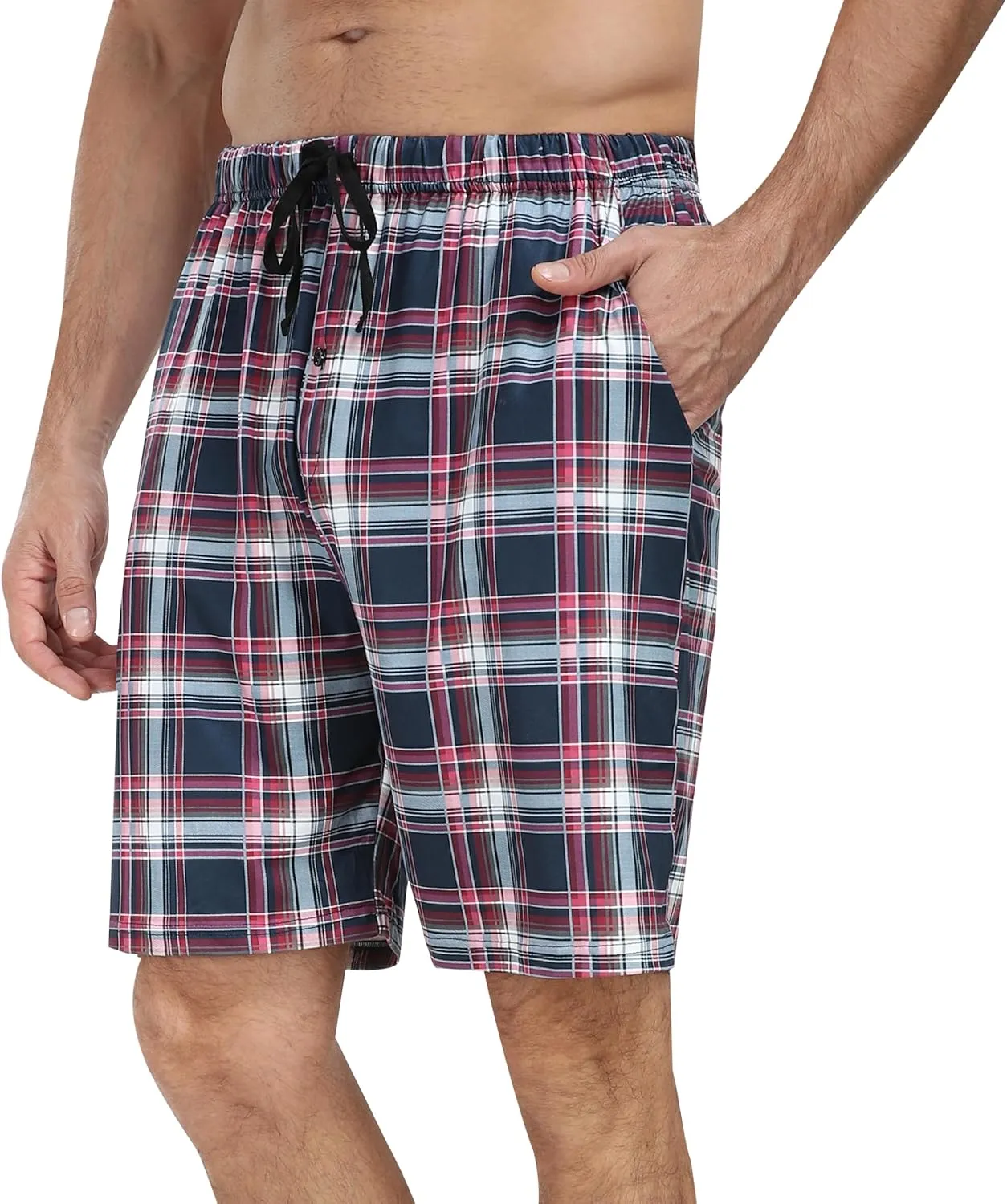 JINSHI Mens Pajama Shorts Soft Comfortable Lightweight Elastic Drawstring Men Lounge Sleep Shorts with Pockets