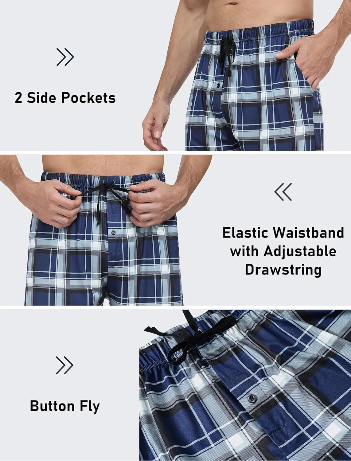JINSHI Mens Pajama Shorts Soft Comfortable Lightweight Elastic Drawstring Men Lounge Sleep Shorts with Pockets