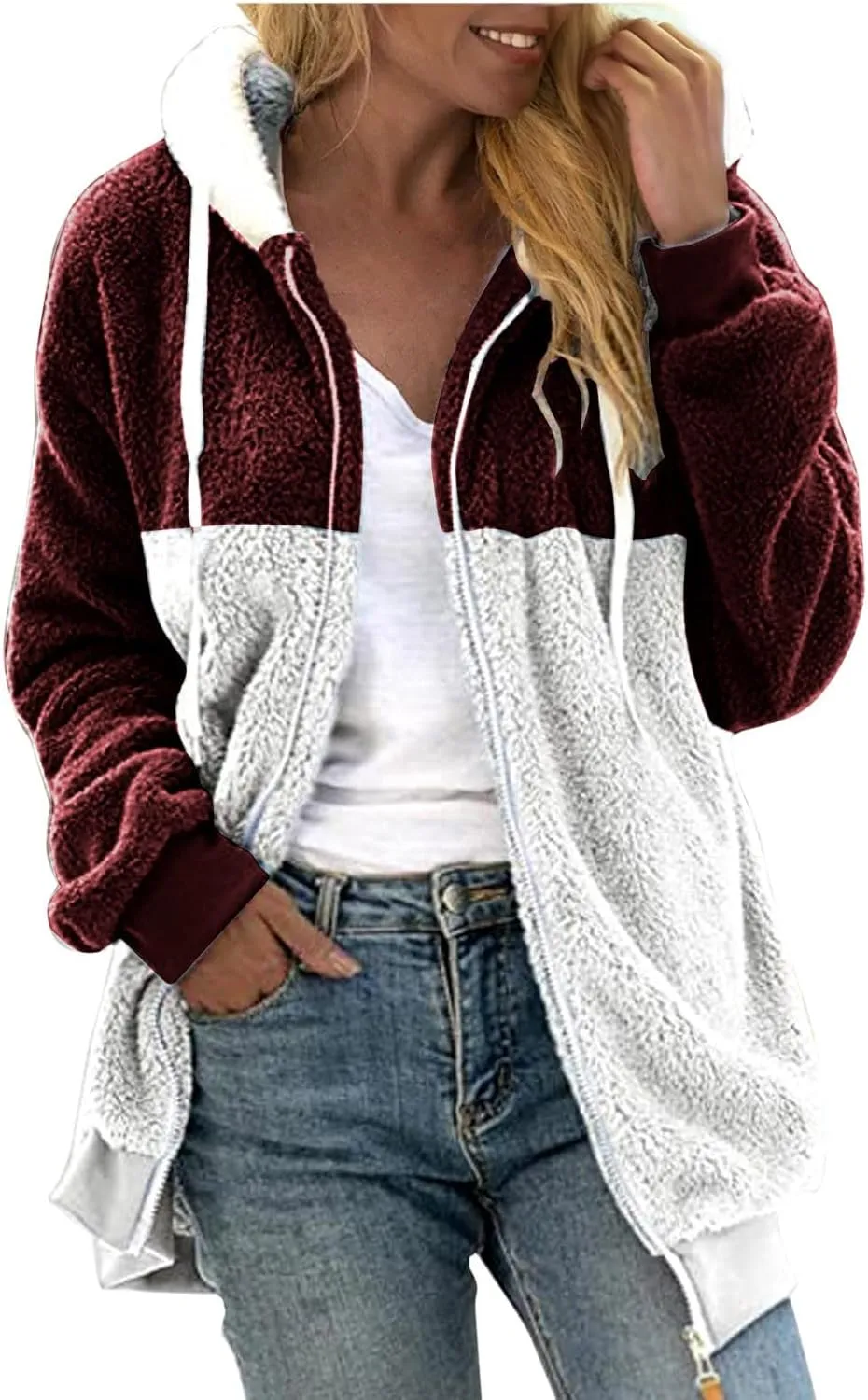 JOFOW Womens Jackets Parka Plaid Block Patchwork Hooded Cotton Quilted Warm Padded Long Loose Coats Winter Plus Size XXXL