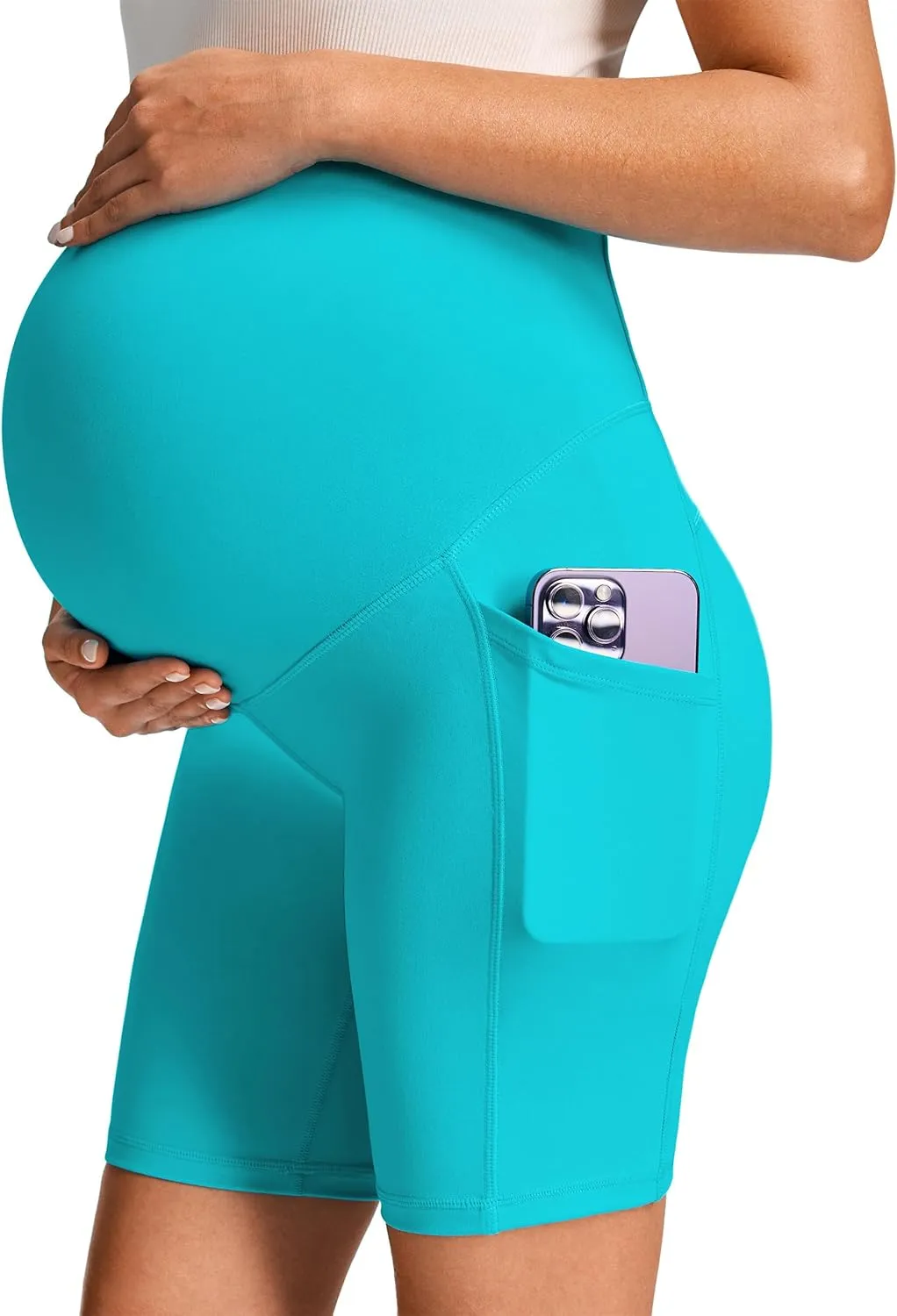JOYSPELS Maternity Shorts Over The Belly Bump Athletic Workout Pregnancy Short with Pockets