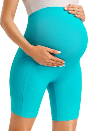 JOYSPELS Maternity Shorts Over The Belly Bump Athletic Workout Pregnancy Short with Pockets