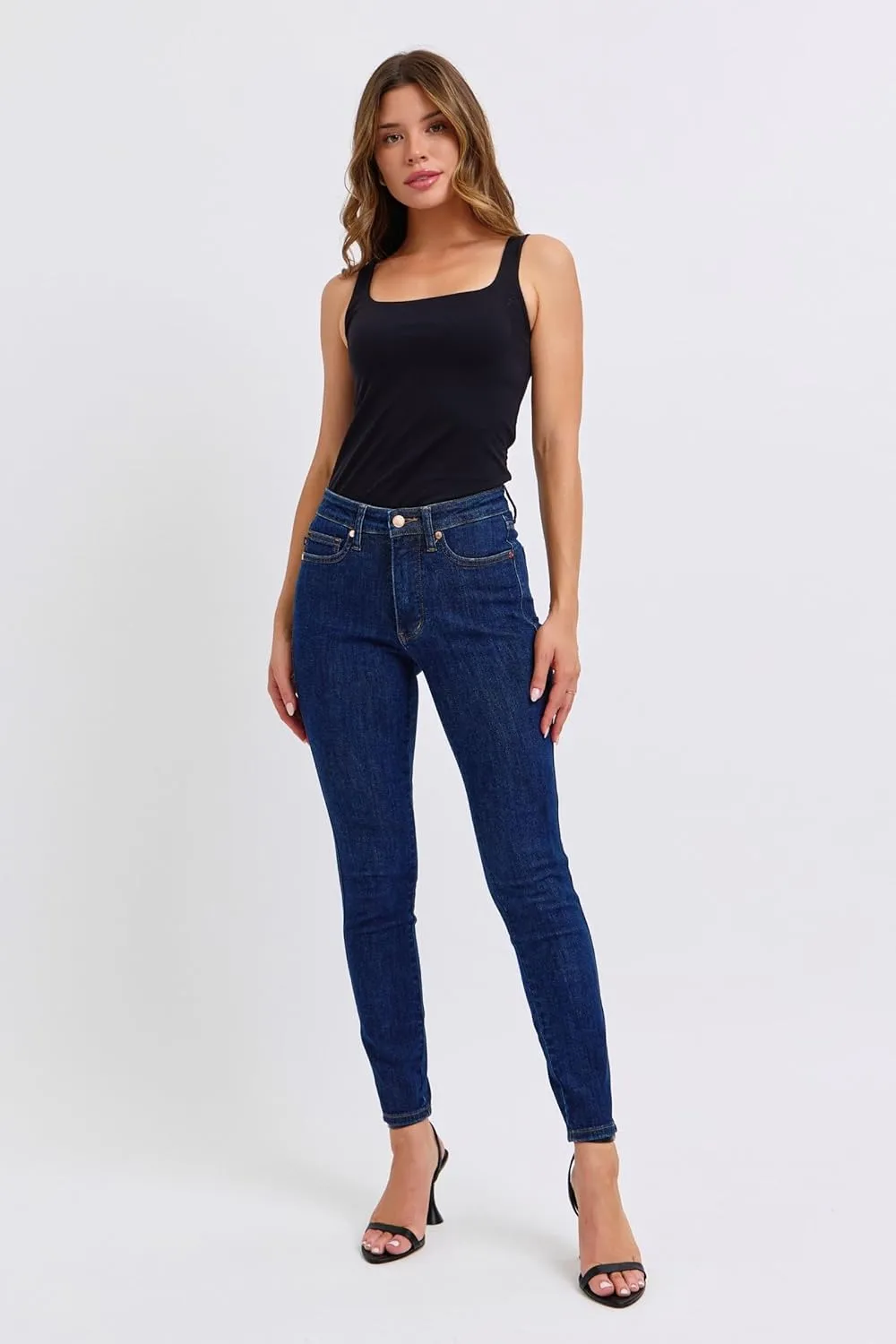 Judy Blue Tummy Control Classic Skinny Jeans  Women's Mid-Rise Sculpting Fit, Comfortable Stretch Jeans-88894