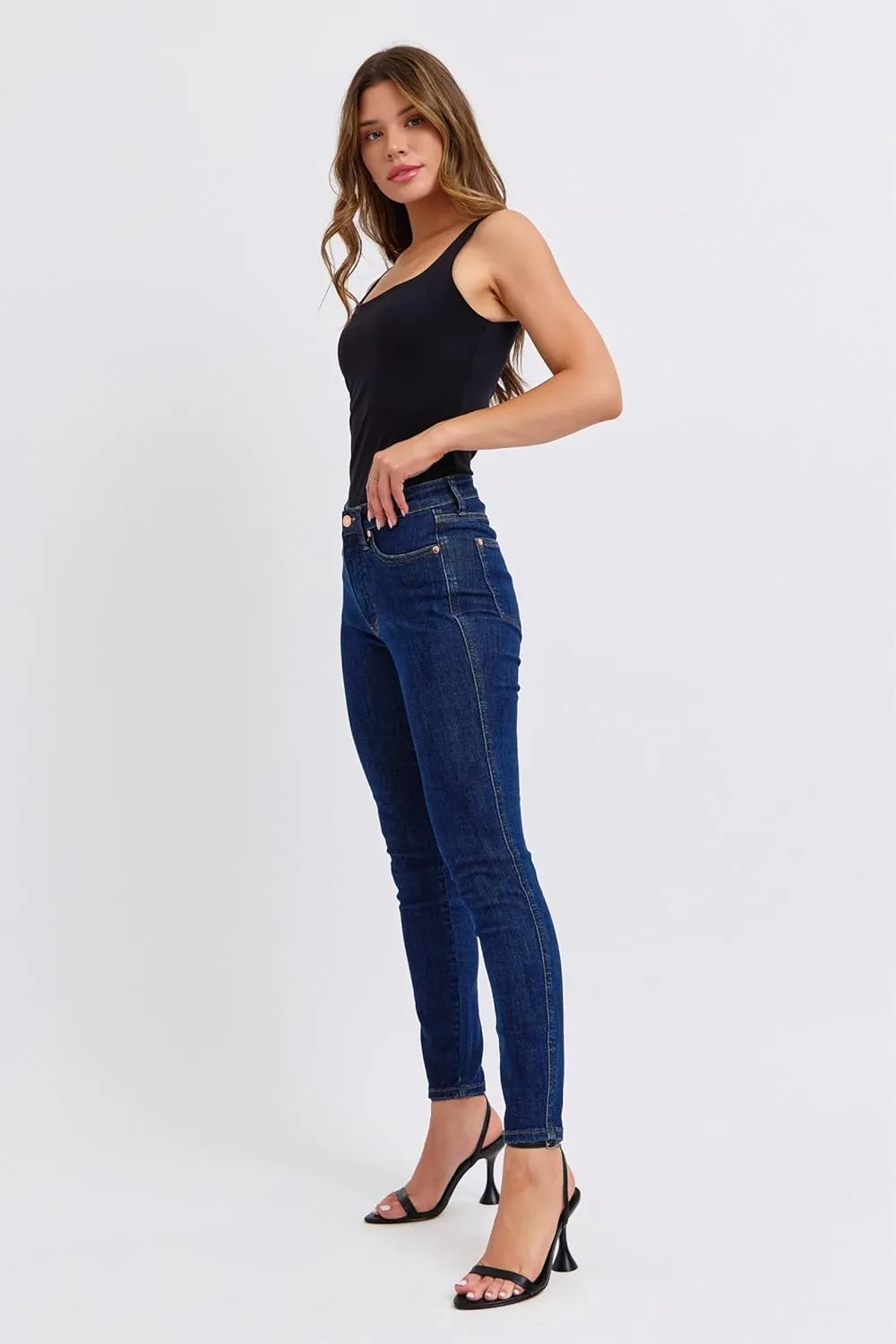 Judy Blue Tummy Control Classic Skinny Jeans  Women's Mid-Rise Sculpting Fit, Comfortable Stretch Jeans-88894