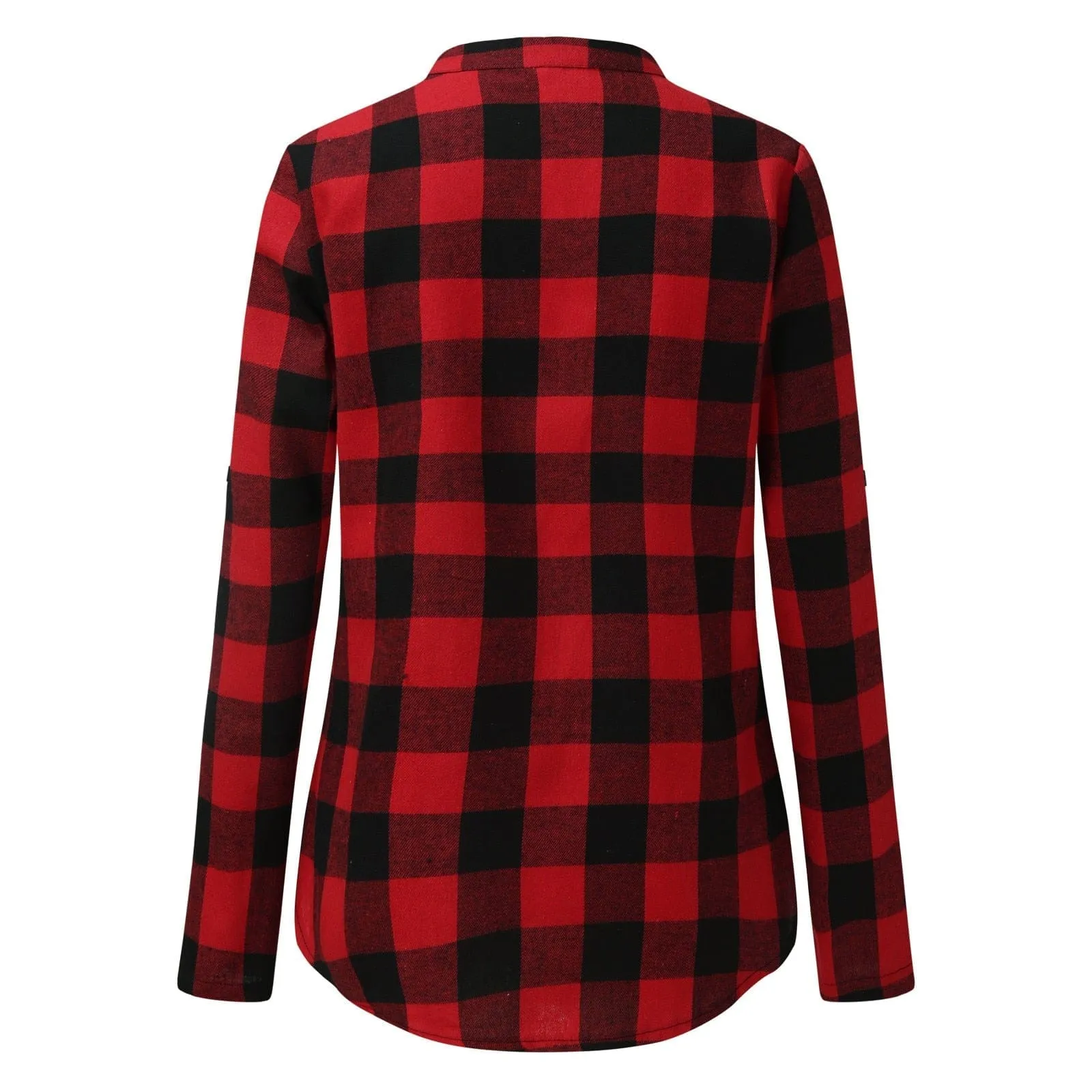 Ladies Long Sleeve Plaid  Blouse Casual Summer Tops