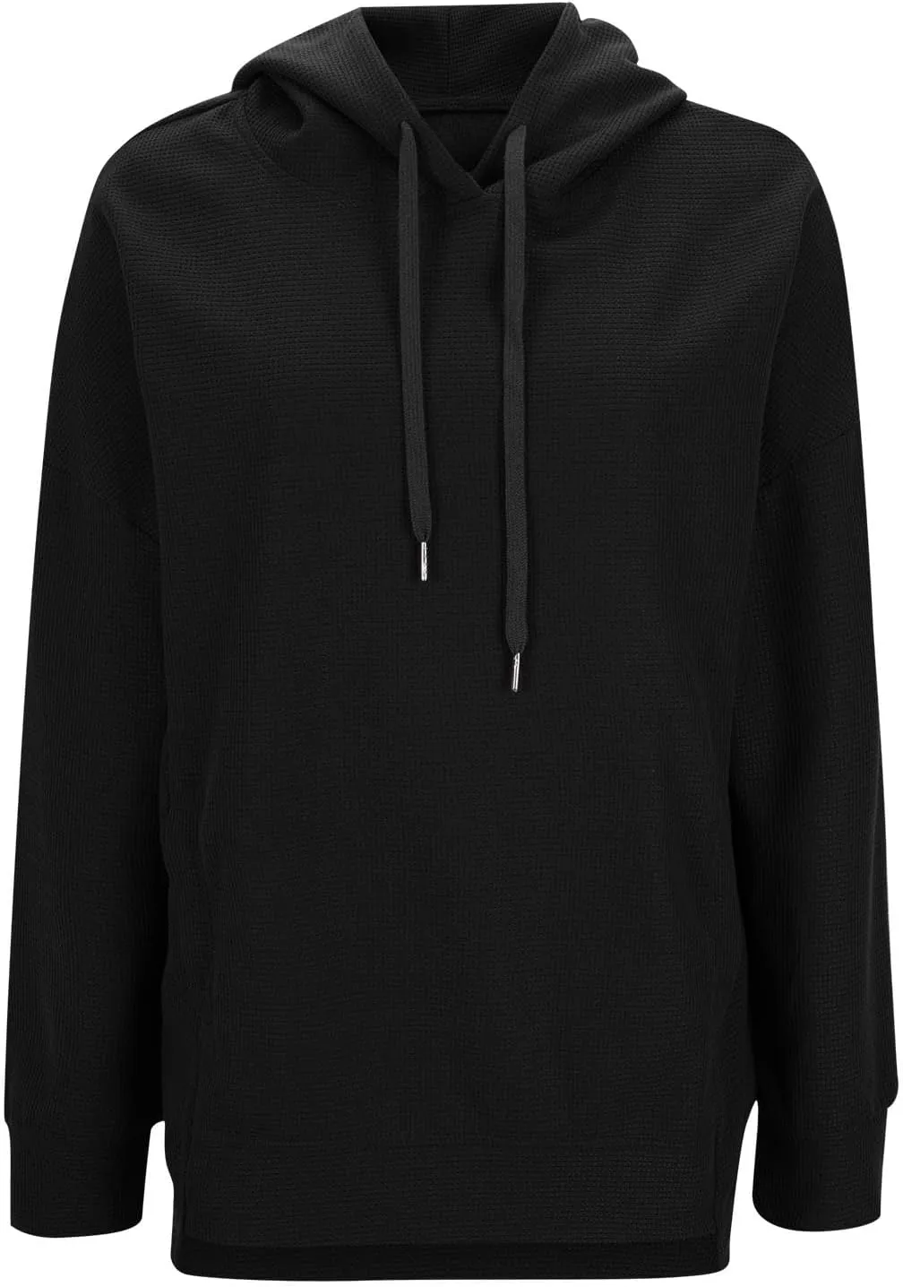 Ladies Oversized Hoodies Casual Long Sleeve Drawstring Waffle Pullover Tops Preppy Sweatshirt Fall Trendy Clothes