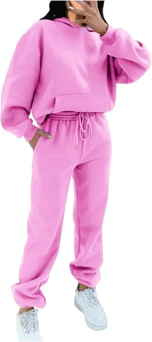 Lastesso Women Sweatsuits Sets Ultra-Soft Solid Sweatsuits Jogger Travel Track Suit Trendy Life Going Out Loungewear 2 Piece