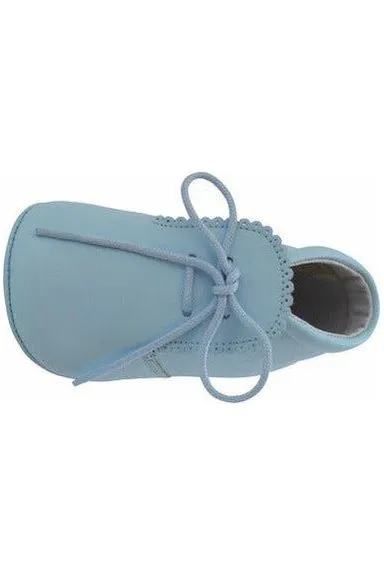 Leather Soft Sole Baby Boy Shoes w/ Laces - Blue Leather