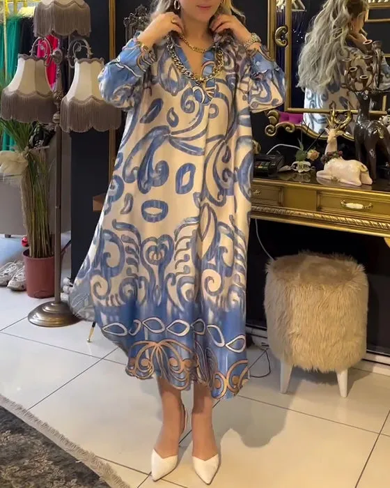 Loose Elegant Printed Dress