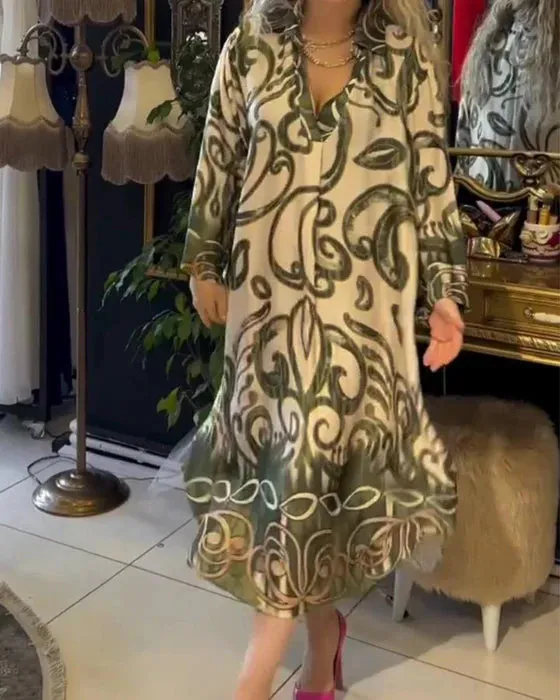 Loose Elegant Printed Dress