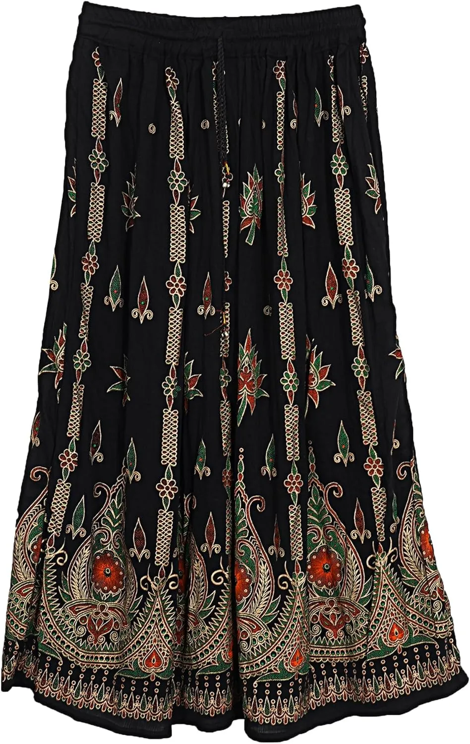 Marubhumi Indian Tie Dye Yoga Trend Women's Sequined Crinkle Broomstick Gypsy Long Skirt
