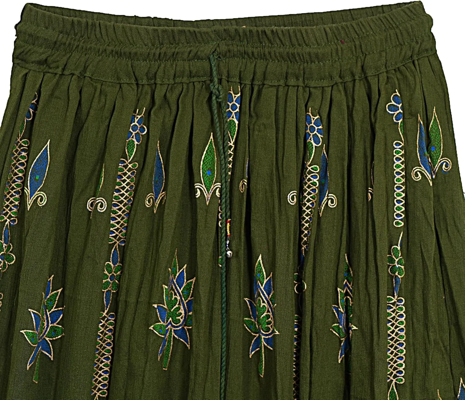 Marubhumi Indian Tie Dye Yoga Trend Women's Sequined Crinkle Broomstick Gypsy Long Skirt