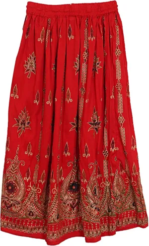 Marubhumi Indian Tie Dye Yoga Trend Women's Sequined Crinkle Broomstick Gypsy Long Skirt