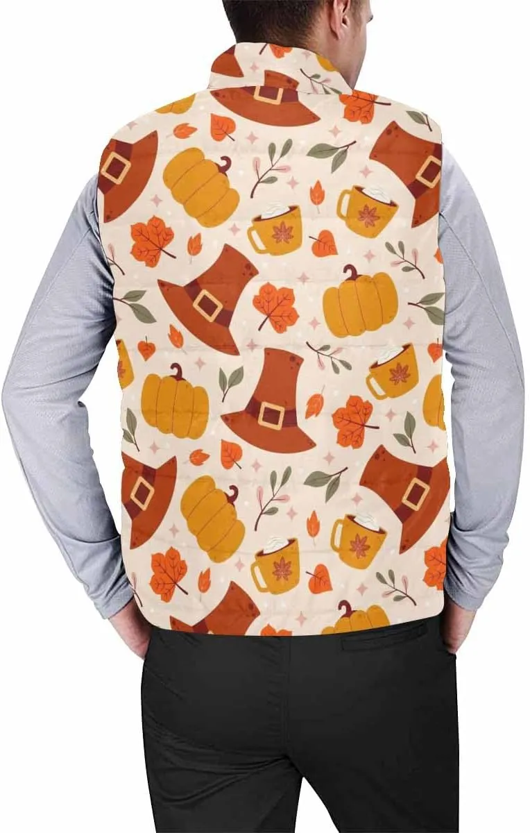 Men Puffer Vest Thanksgiving Maple Leaf MenS Lightweight Warm Outdoor Sleeveless Jacket For Hiking Travel Running