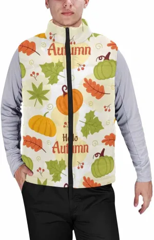 Men Puffer Vest Thanksgiving Maple Leaf MenS Lightweight Warm Outdoor Sleeveless Jacket For Hiking Travel Running
