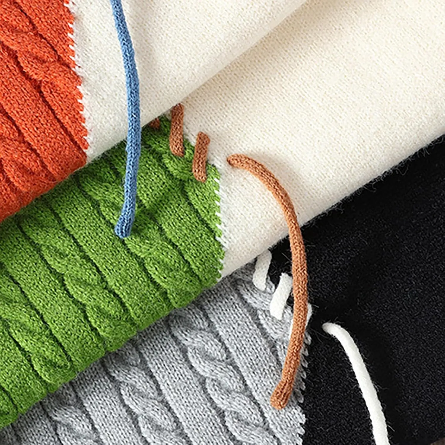Mens Crewneck Sweater Pullover Color Block Patchwork Ribben Knited Sweaters Lightweight Long Sleeve Streetwear Tops