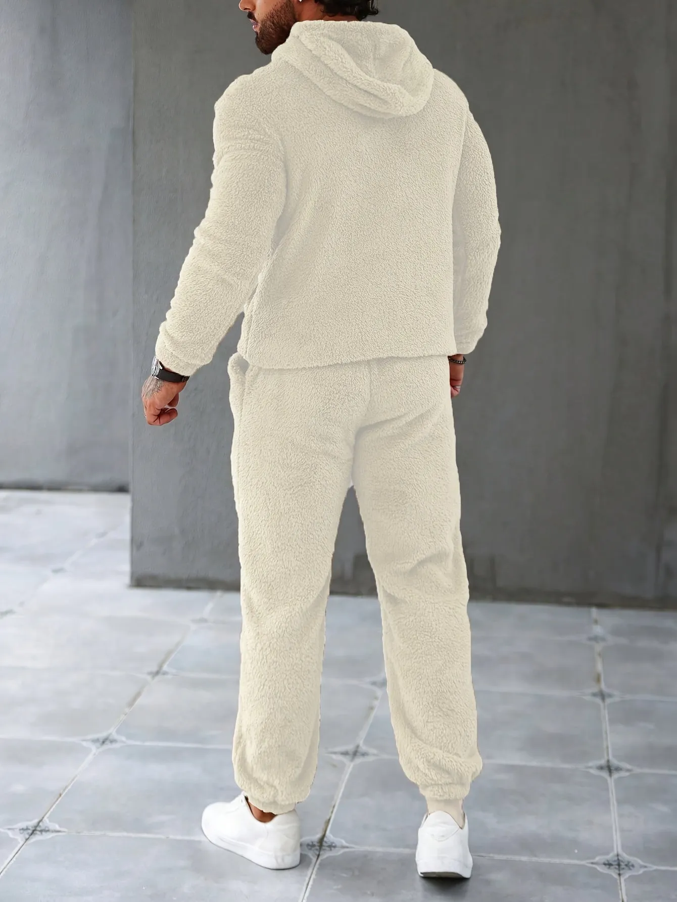 Men's Fleece Hoodie & Sweatpants Set, Casual Fall/Winter Outfit