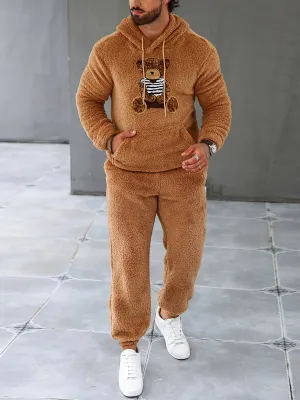 Men's Fleece Hoodie & Sweatpants Set, Casual Fall/Winter Outfit