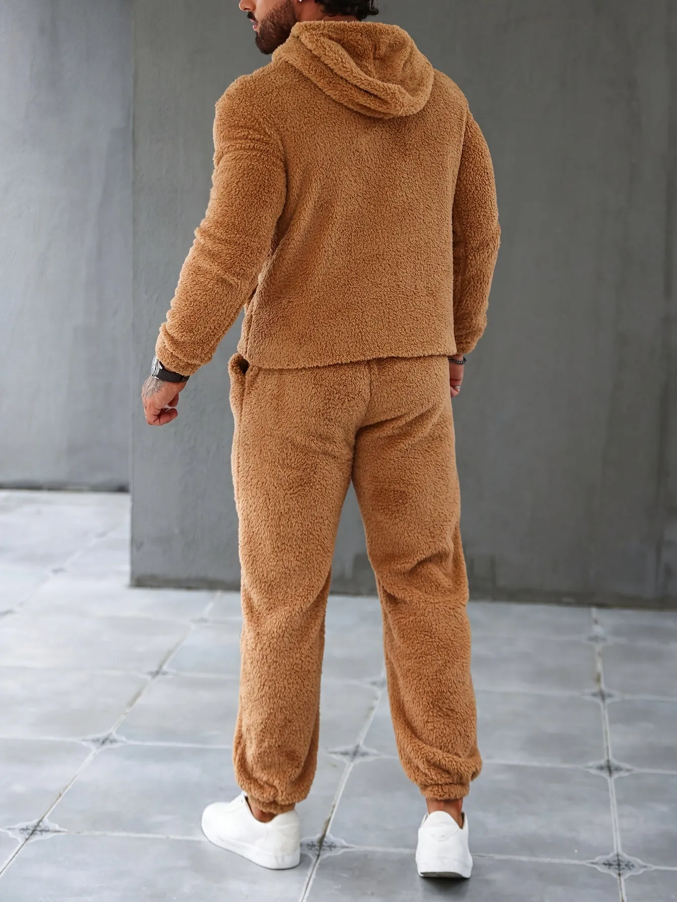 Men's Fleece Hoodie & Sweatpants Set, Casual Fall/Winter Outfit