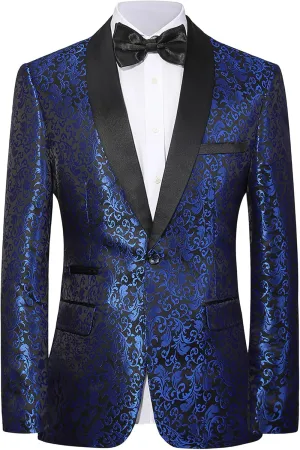 Men's Floral Dinner Party Prom Wedding Stylish Tuxedo Suits for Men One Button Dinner Jacket Pants Set