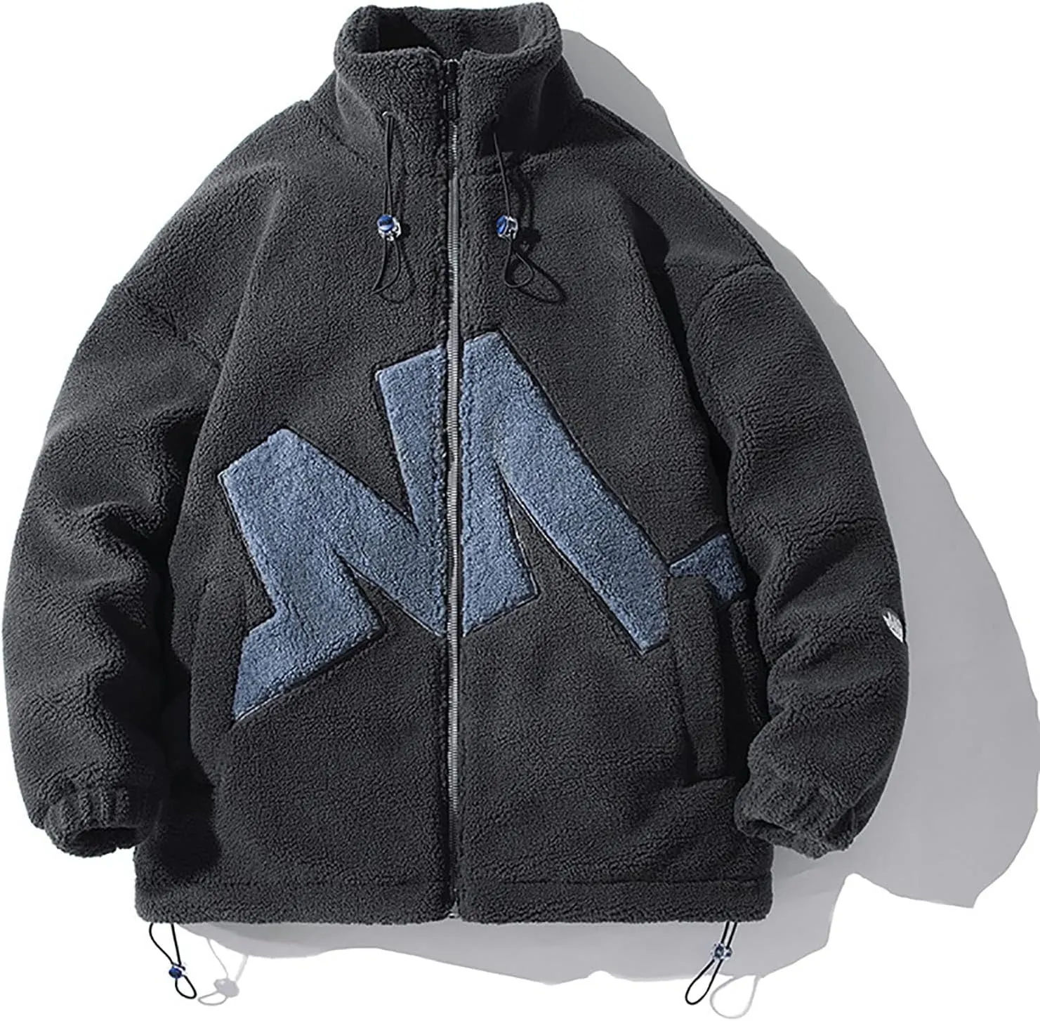 Men's Polar Fleece Coat Letter M Design Fashion Jacket Zip Up Comfortable Sportswear Oversize Couple Outfit